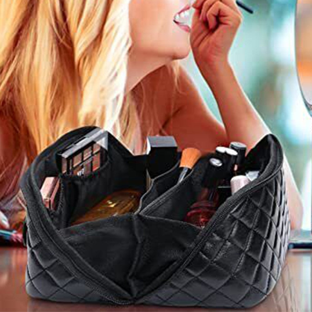 PU Leather Makeup Bags Travel Cosmetic Bag Skincare Bags Toiletry Bag Black