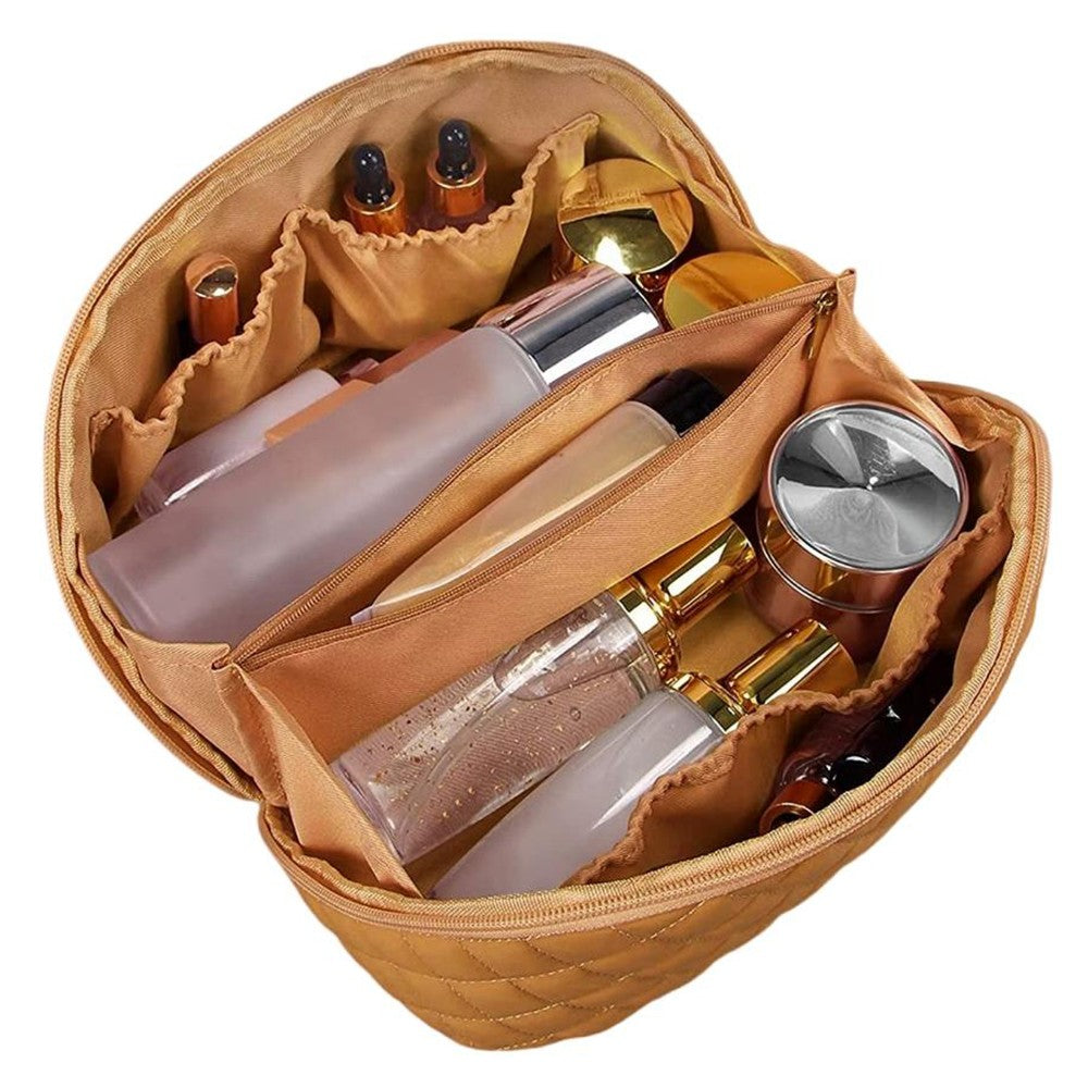 PU Leather Makeup Bags Travel Cosmetic Bag Skincare Bags Toiletry Bag Brown