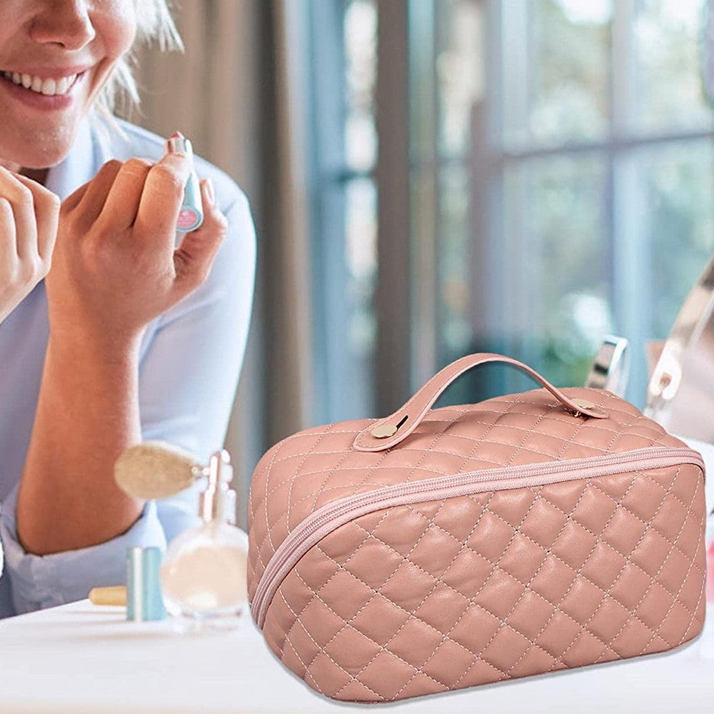 PU Leather Makeup Bags Travel Cosmetic Bag Skincare Bags Toiletry Bag Pink