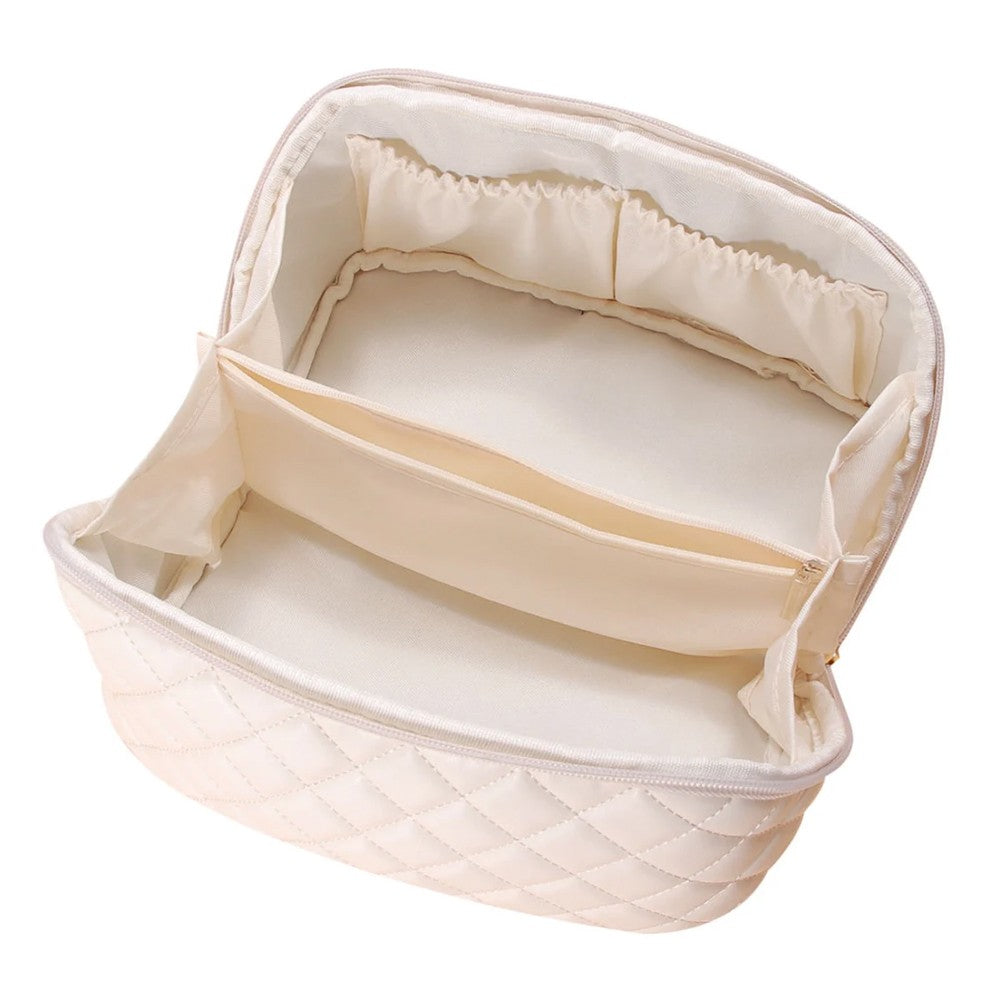 PU Leather Makeup Bags Travel Cosmetic Bag Skincare Bags Toiletry Bag White
