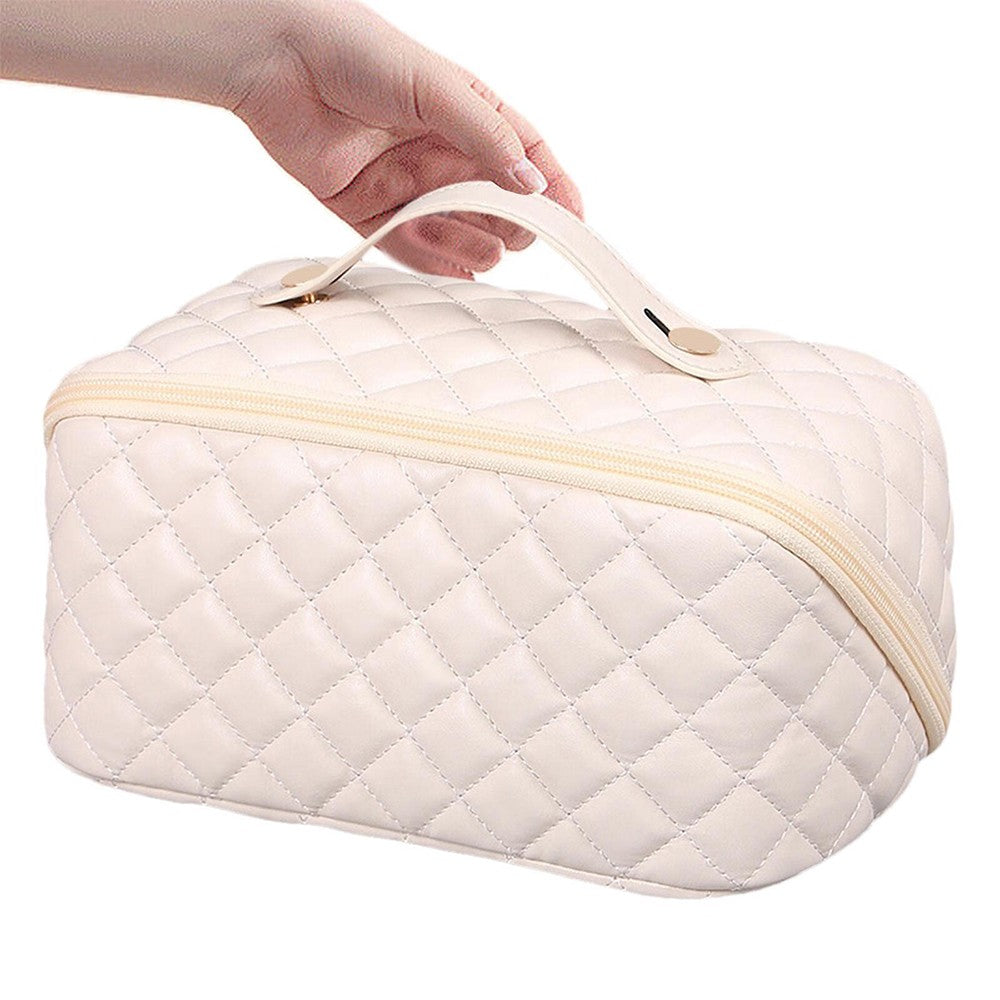 PU Leather Makeup Bags Travel Cosmetic Bag Skincare Bags Toiletry Bag White