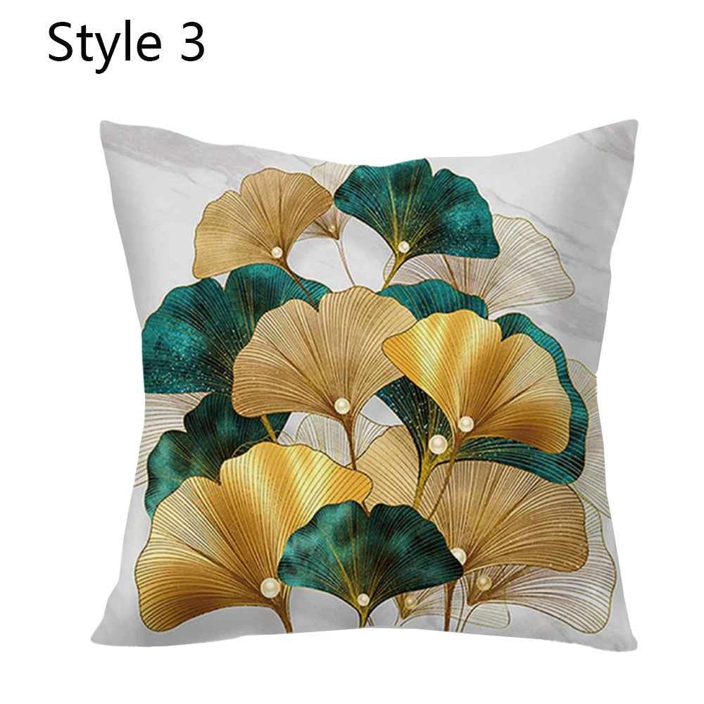 2 X Leaves Printed Pillow Cover Leaf Plant Throw Pillowcase Cover Home Decor Style 2 and 3