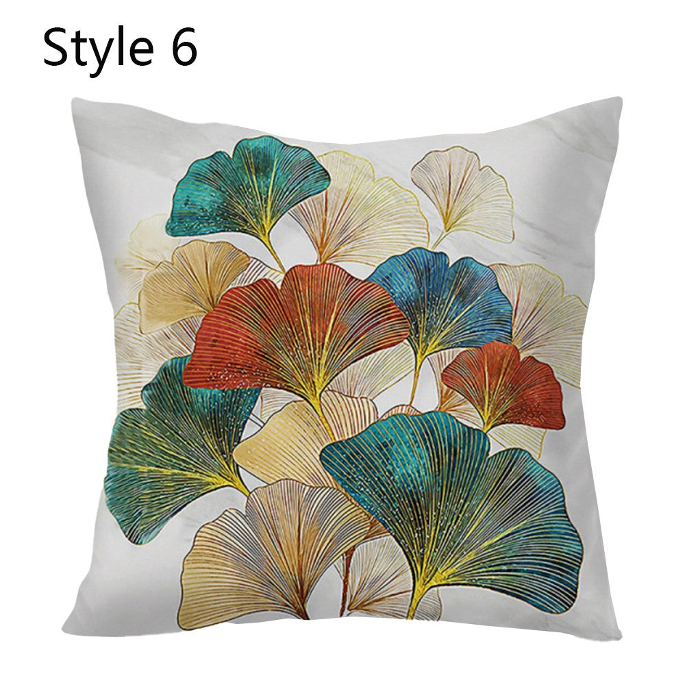2 X Leaves Printed Pillow Cover Leaf Plant Throw Pillowcase Cover Home Decor Style 4 and 6