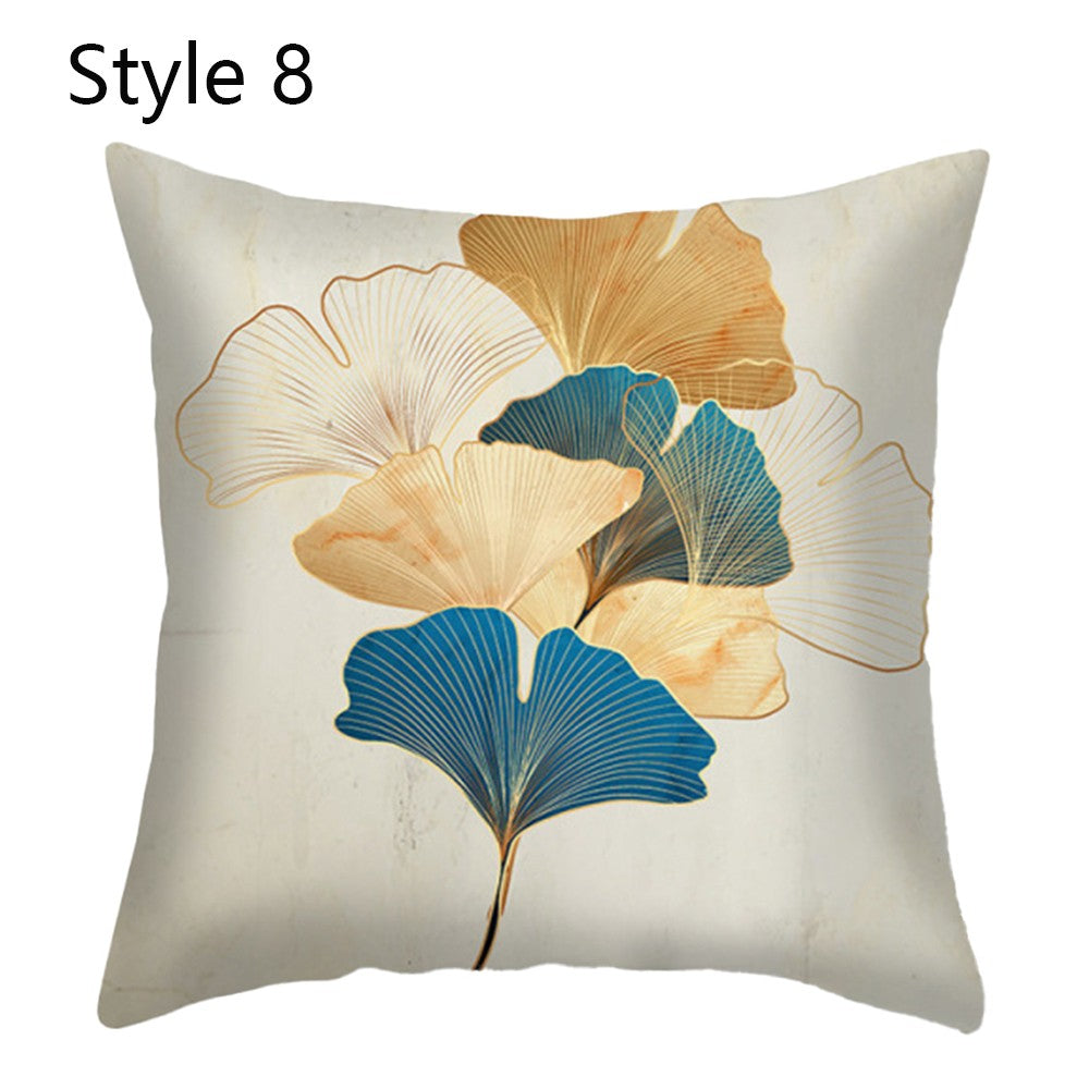 2 X Leaves Printed Pillow Cover Leaf Plant Throw Pillowcase Cover Home Decor Style 7 and 8