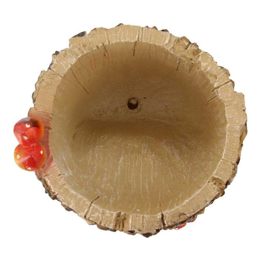 Brown Bear Plant Flower Pots with Drainage Hole Tree Stump Planters Indoor Desktop Decor