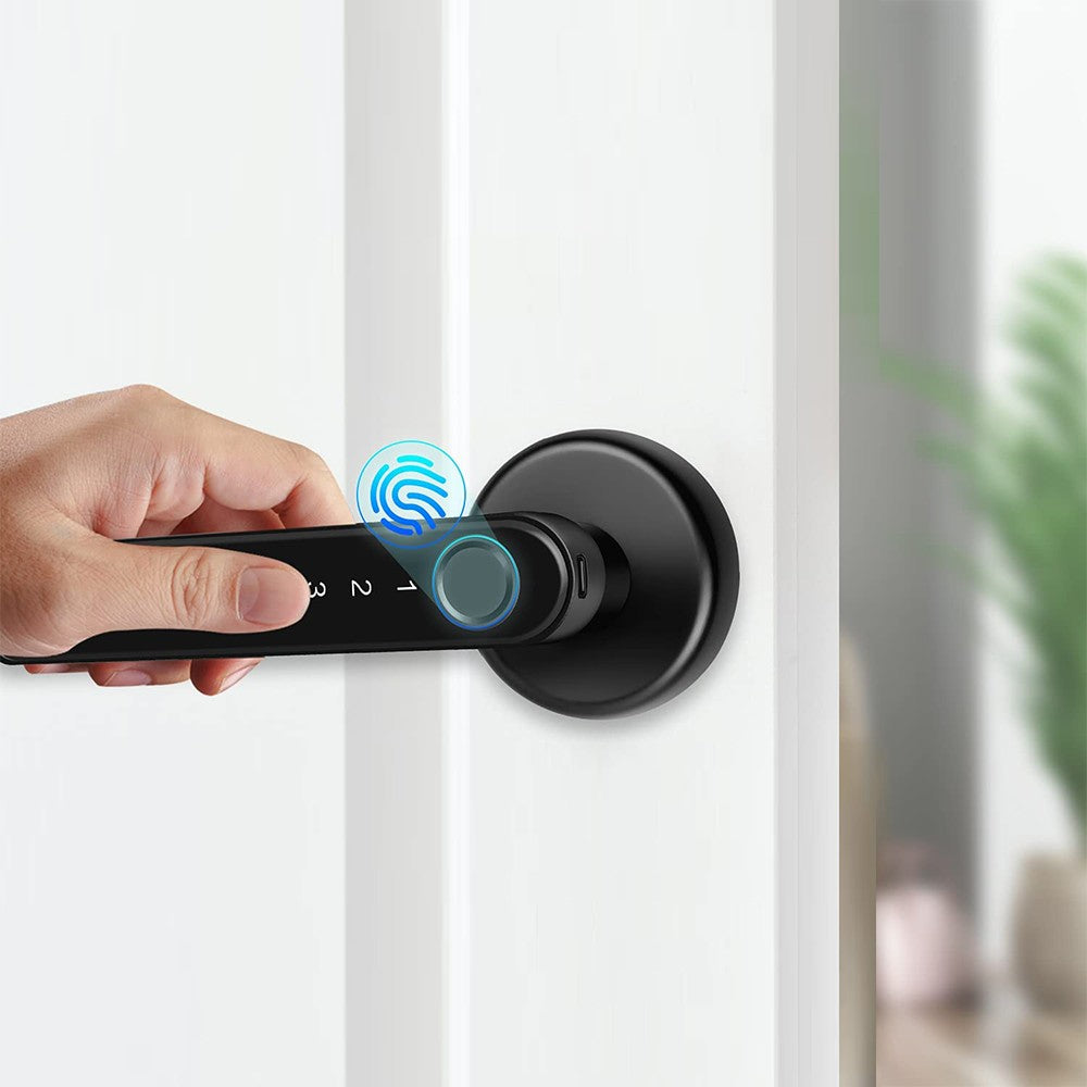 Black Smart Fingerprint Door Lock Set Electronic Handle Door Lock Digital Password Door Lock