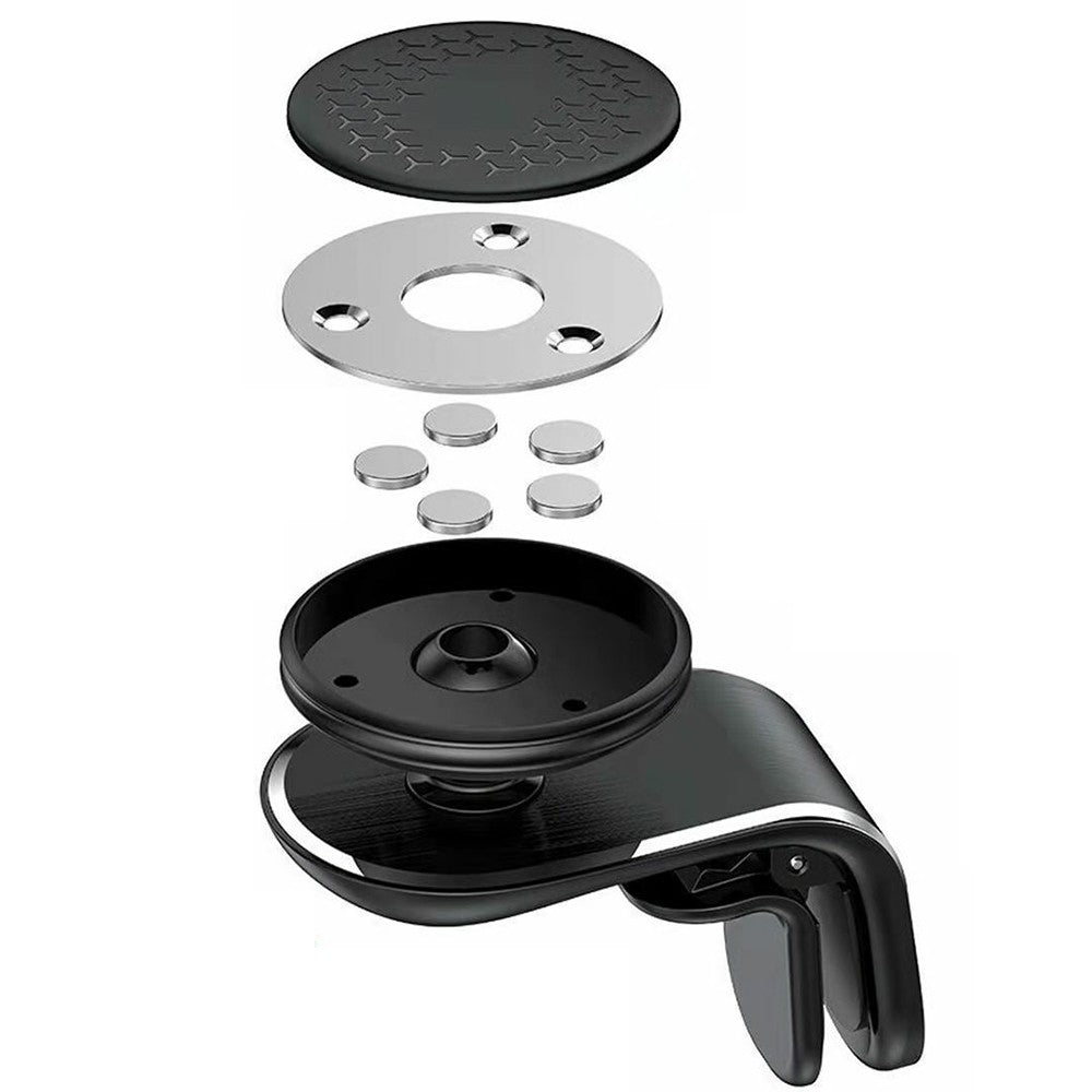 4Pcs Rotatable Car Magnetic Phone Holder Car Air Vent Phone Mount Stand Black Silver