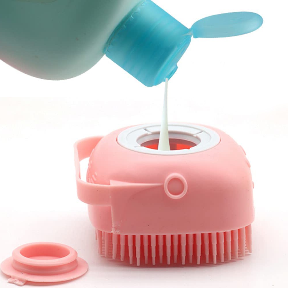 2 X Silicone Exfoliating Body Scrubber Exfoliating Shower Brush Massage Bathing Brush Pink Blue
