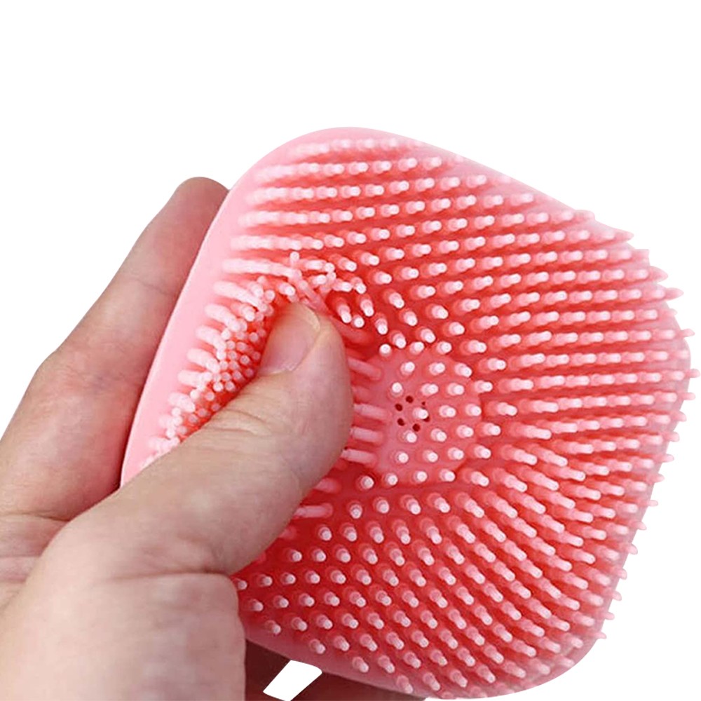 2 X Silicone Exfoliating Body Scrubber Exfoliating Shower Brush Massage Bathing Brush Pink Blue