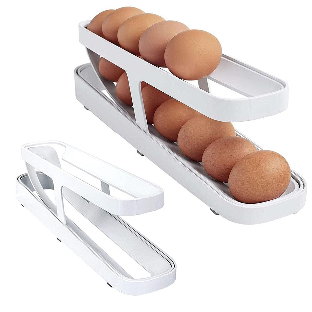 1 X 2 Tier Rolldown Refrigerator Egg Dispenser Auto Rolling Egg Container Holder Egg Storage Rack