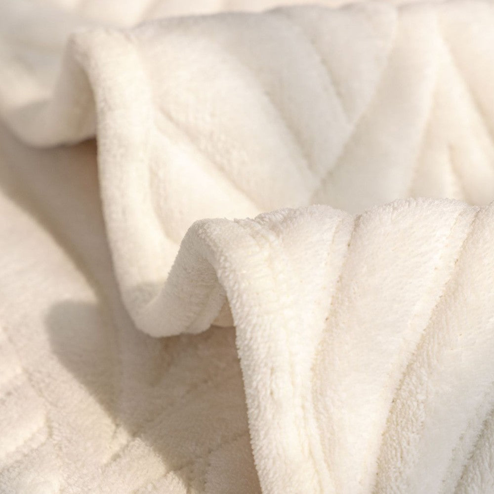 90x120cm Leaves Pattern Sofa Cover Plush Sectional Couch Cover Nonslip Sofa Slipcover White