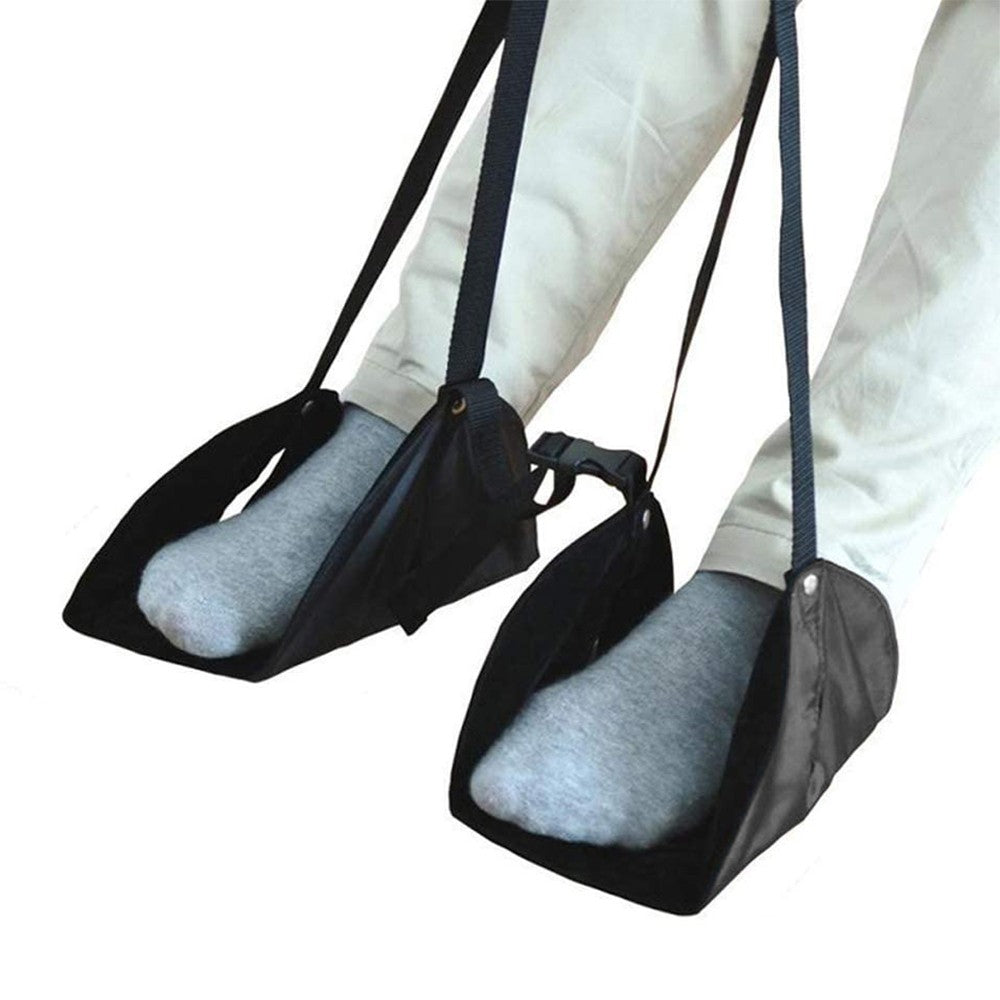 2 X Split Travel Foot Pedal Hammock Adjustable Foot Rest Sling Foot Pad Travel Accessory for Office Aircraft High-Speed Rail