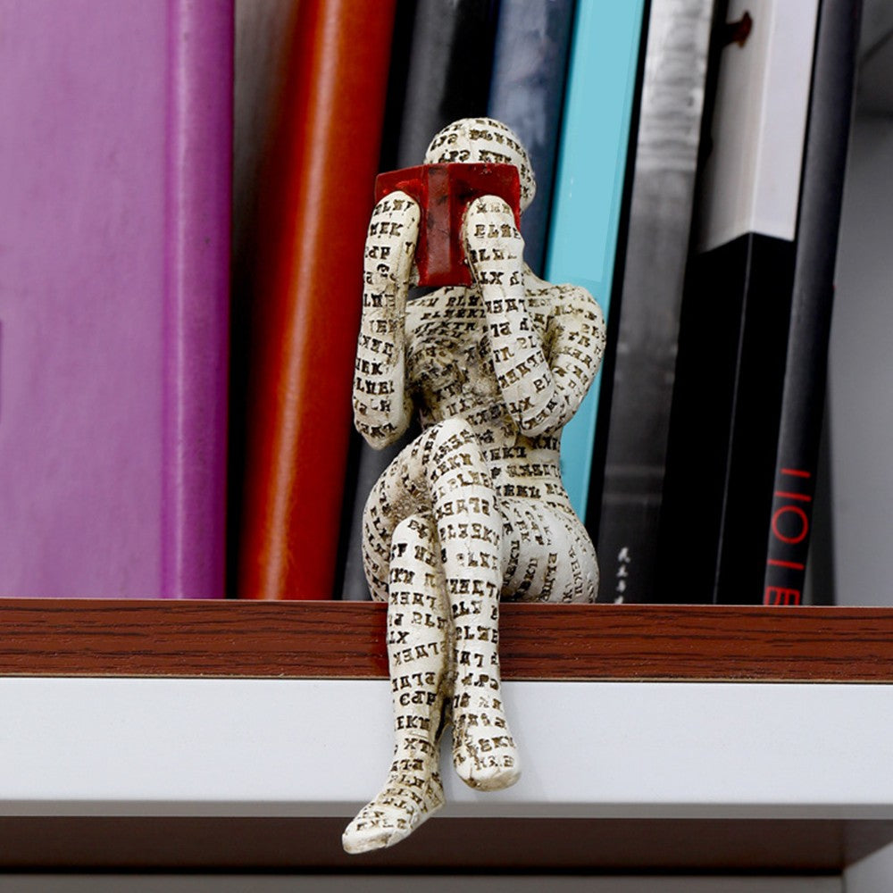 Pulp Woman Reading Figurine Thinker Style Bookshelf Decor Resin Statue Table Ornaments Home Decor Style 4