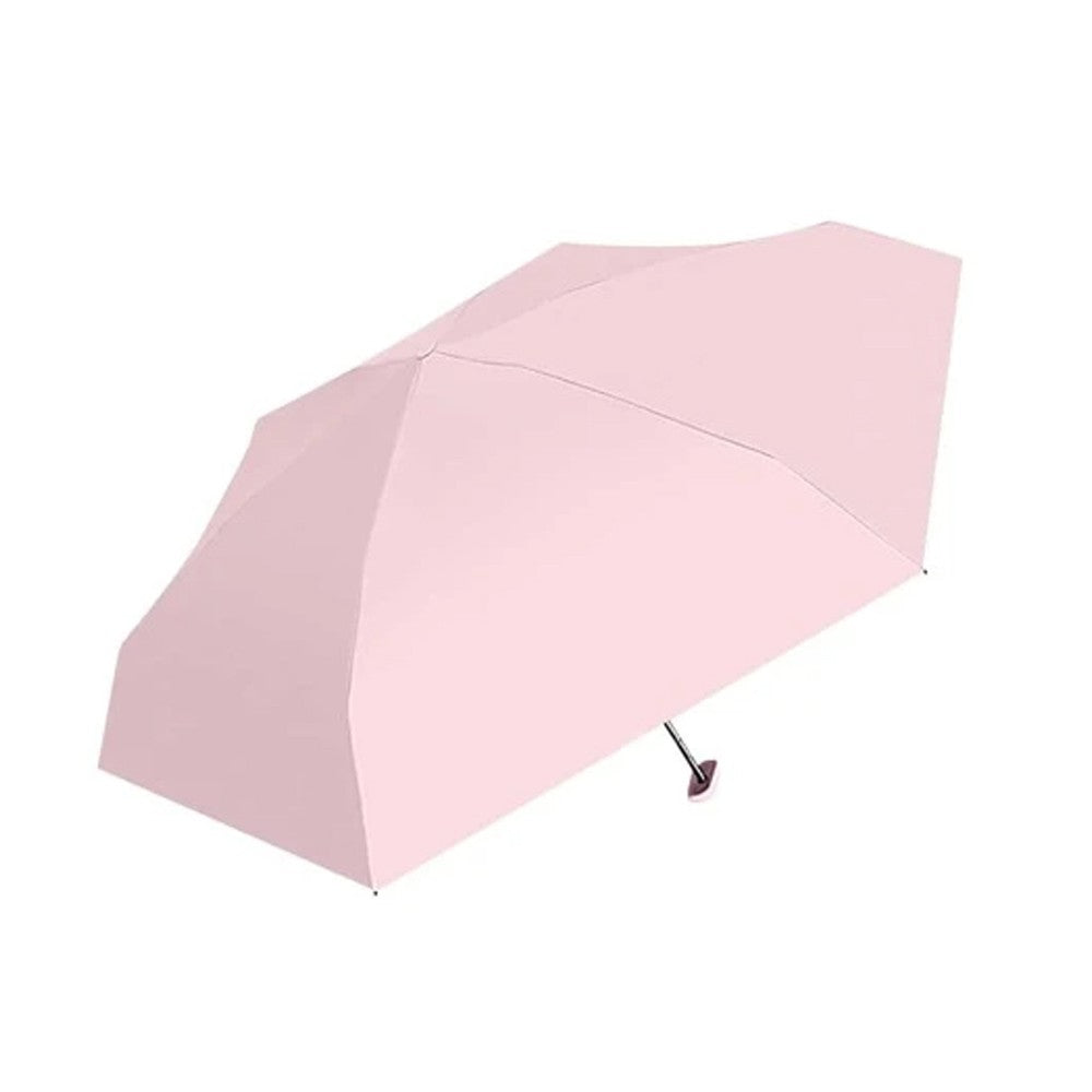 Mini Pocket 6 Ribs Sun Umbrella Anti-UV Sun Umbrella with Storage Box Pink