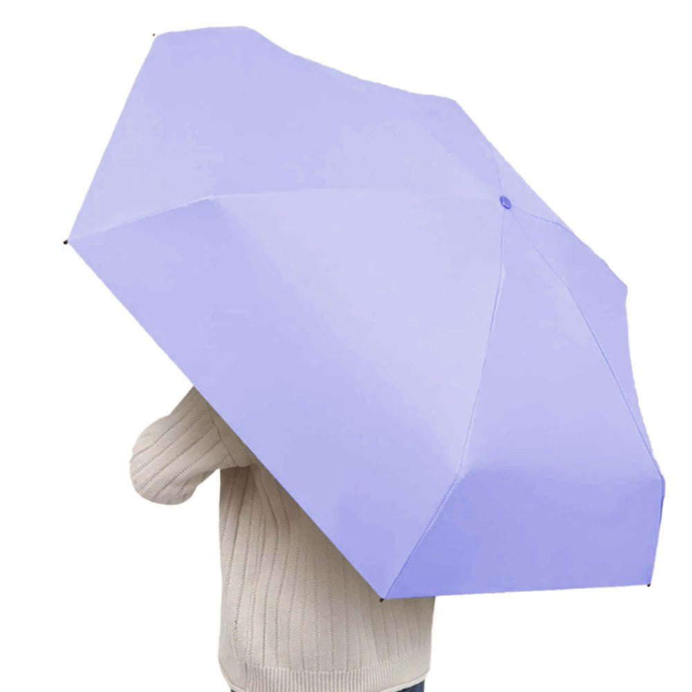 Mini Pocket 6 Ribs Sun Umbrella Anti-UV Sun Umbrella with Storage Box Purple