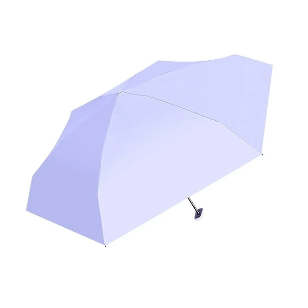 Mini Pocket 6 Ribs Sun Umbrella Anti-UV Sun Umbrella with Storage Box Purple
