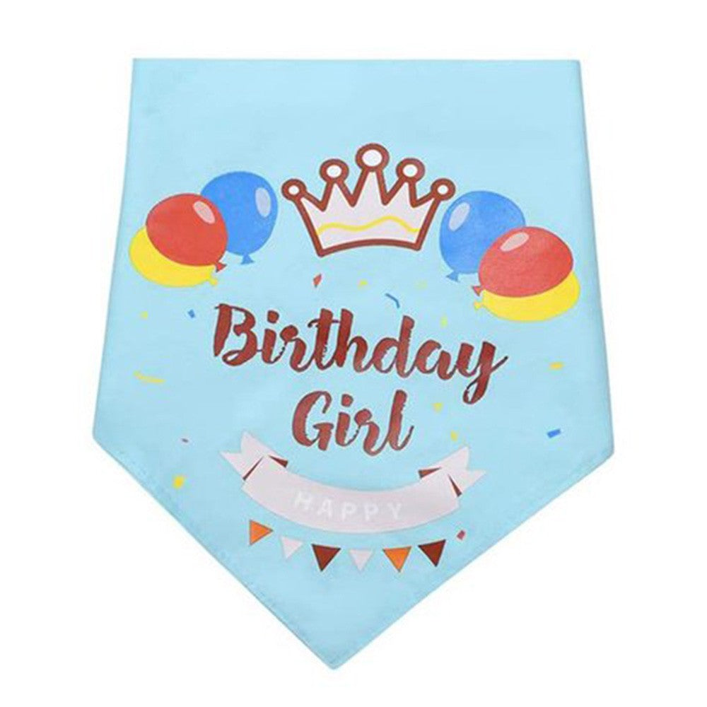 1 X 6Pcs Blue Pet Dog Birthday Party Supplies Set Birthday Bandana Banner Hat Cake Topper Decorations