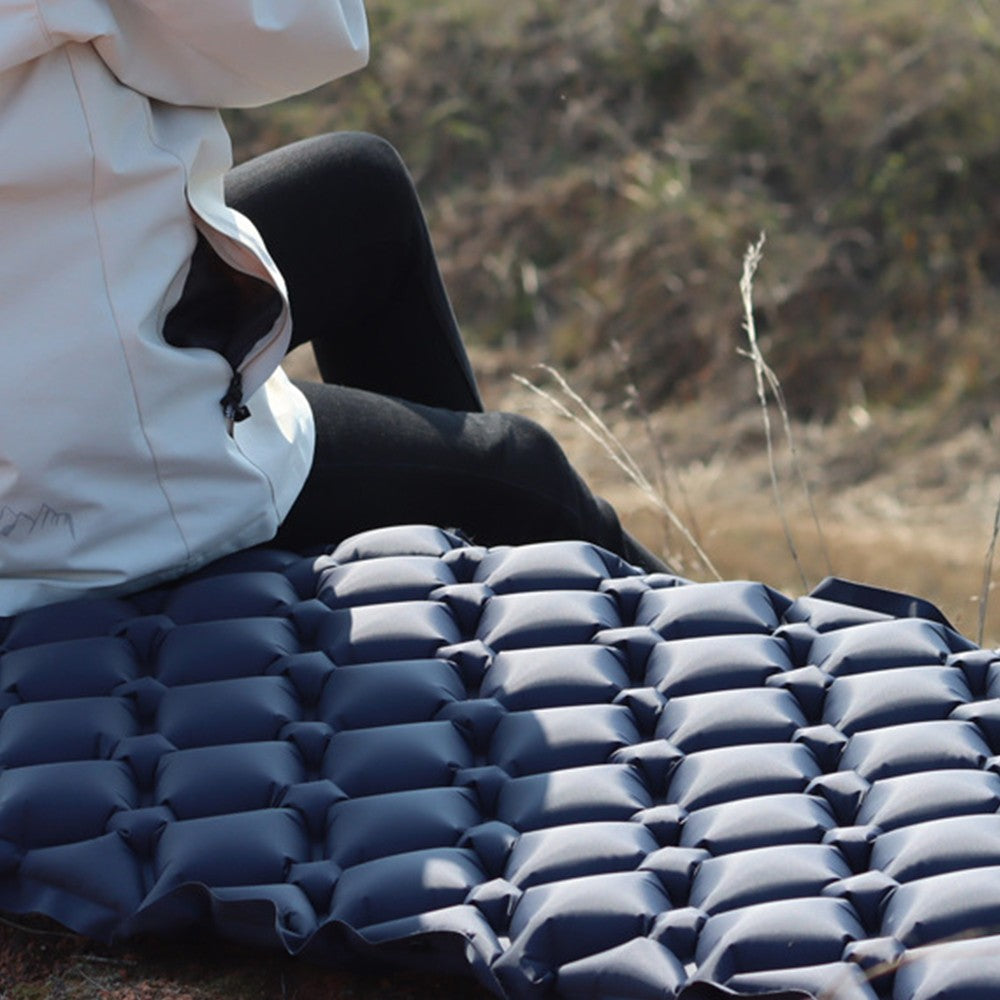Navy Blue Inflatable Sleeping Pad with Pillow Camping Sleeping Air Mattress Camping Mat