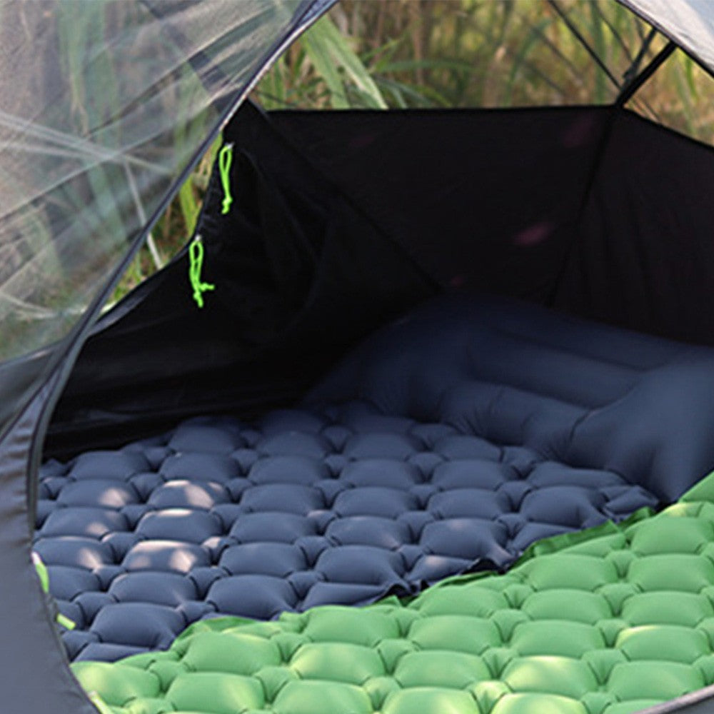Navy Blue Inflatable Sleeping Pad with Pillow Camping Sleeping Air Mattress Camping Mat