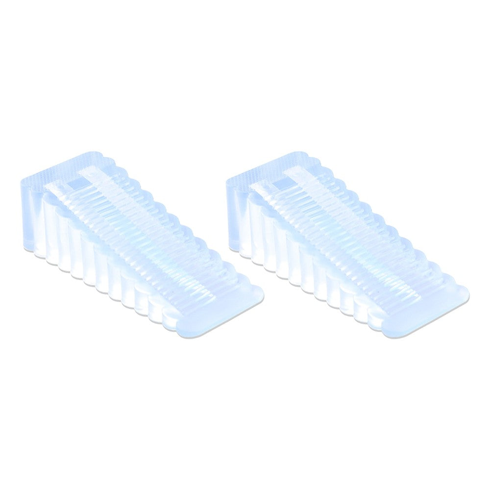 2Pcs Clear Blue Wedge Door Stoppers PVC Anti Slip Door Stops Wall Protector