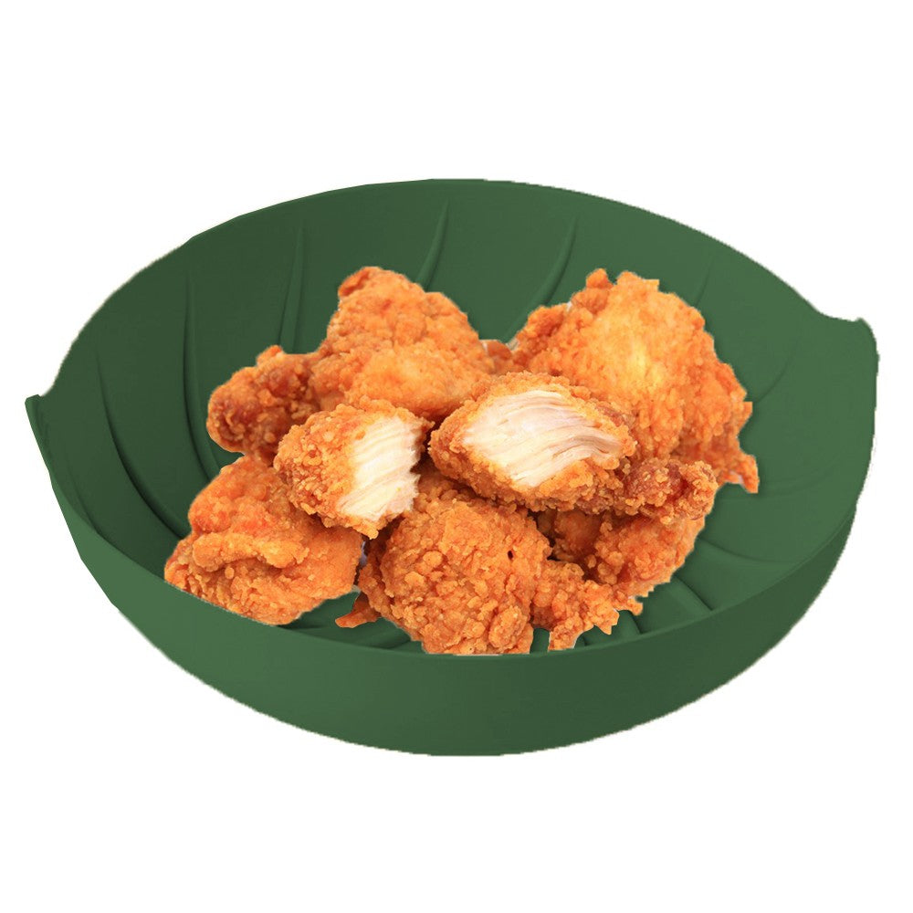 23cm Reusable Air Fryer Silicone Pot Oven Baking Tray Pan Air Fryer Liner Green