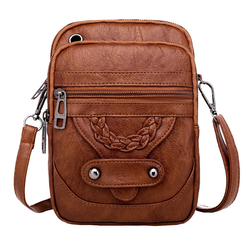 2Pcs Womens Crossbody Bag Multi-pocket Shoulder Bag Vintage Messenger Bag