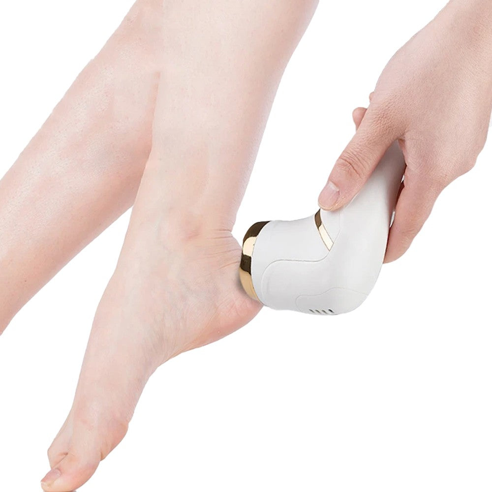 White Electric Foot File Callus Remover LCD Display with 2 Grinding Heads and 10 Pedicure Tools Kit