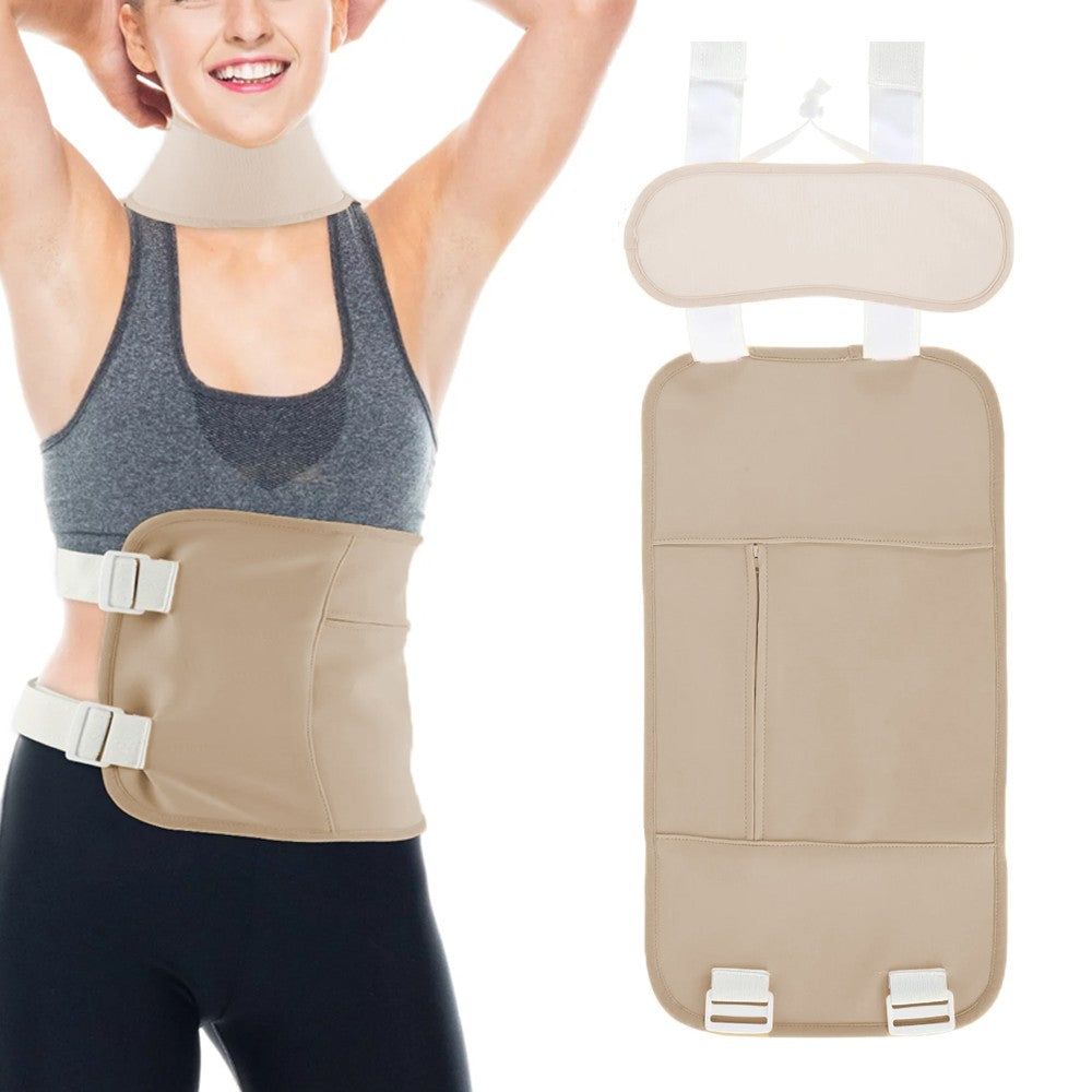 2Pcs Reusable Castor Oil Pack Wrap Castor Oil Pack Kit for Waist and Neck Adjustable Elastic Strap Khaki