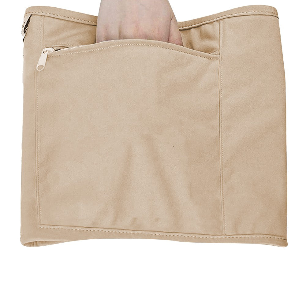 2Pcs Reusable Castor Oil Pack Wrap Castor Oil Pack Kit for Waist and Neck Adjustable Elastic Strap Khaki