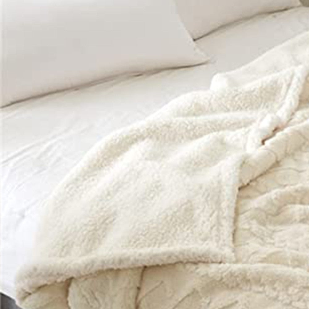 150x100cm Reversible Winter Warm Blanket Sofa Bed Cover Fluffy Thick Throw Blankets Beige