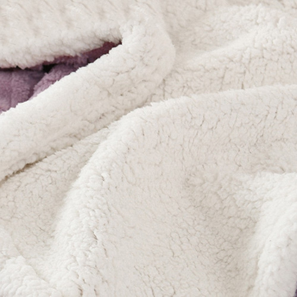 150x120cm Reversible Winter Warm Blanket Sofa Bed Cover Fluffy Thick Throw Blankets Purple