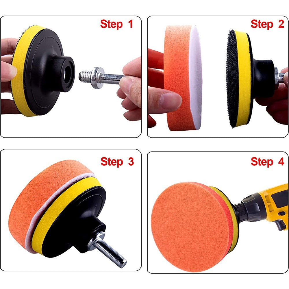 27Pcs Car Cleaning Brushes and Foam Polishing Pad Kit Car Detailing Supplies Household Cleaning Kit