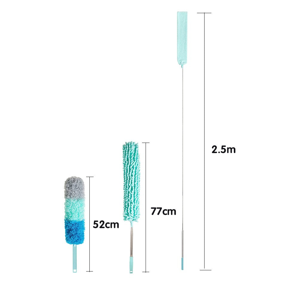 Microfiber Feather Duster Brush Kit with Extendable Pole Bendable Dusters Head Cleaning Tool