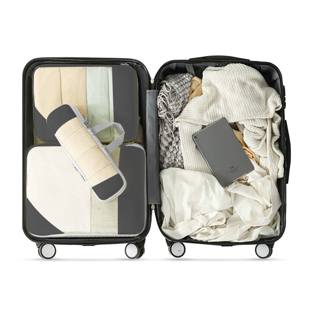 Set of 10Pcs Travel Compressible Packing Cube Clothes Storage Bags Luggage Organizer Black