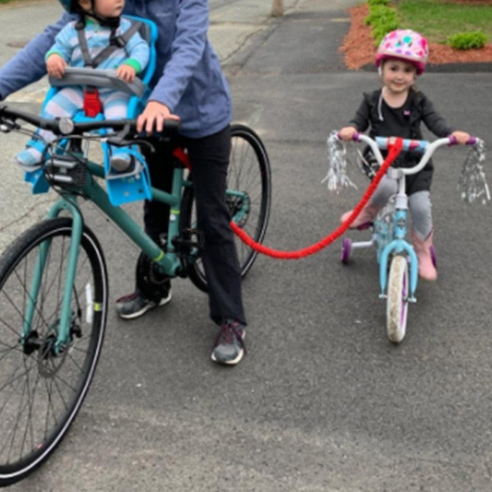 Red Parent-Child Bike Tow Rope Cycling MTB Elastic Belt for Long Ride Going Uphill