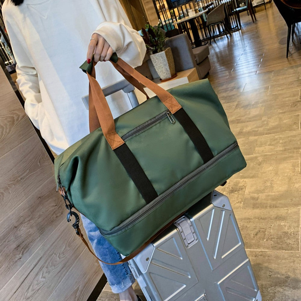 Large Capacity Travel Duffel Bag Gym Tote Bag Overnight Bag with Shoe Compartment Green