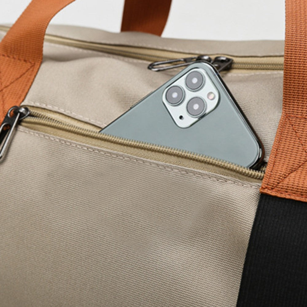 Large Capacity Travel Duffel Bag Gym Tote Bag Overnight Bag with Shoe Compartment Khaki