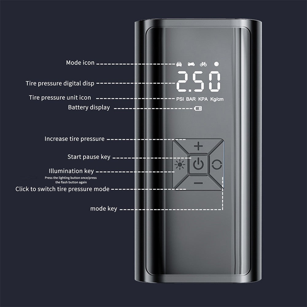 12V Electric Air Pump for Car Tires Portable Auto Tire Inflator Digital Display with LED Light