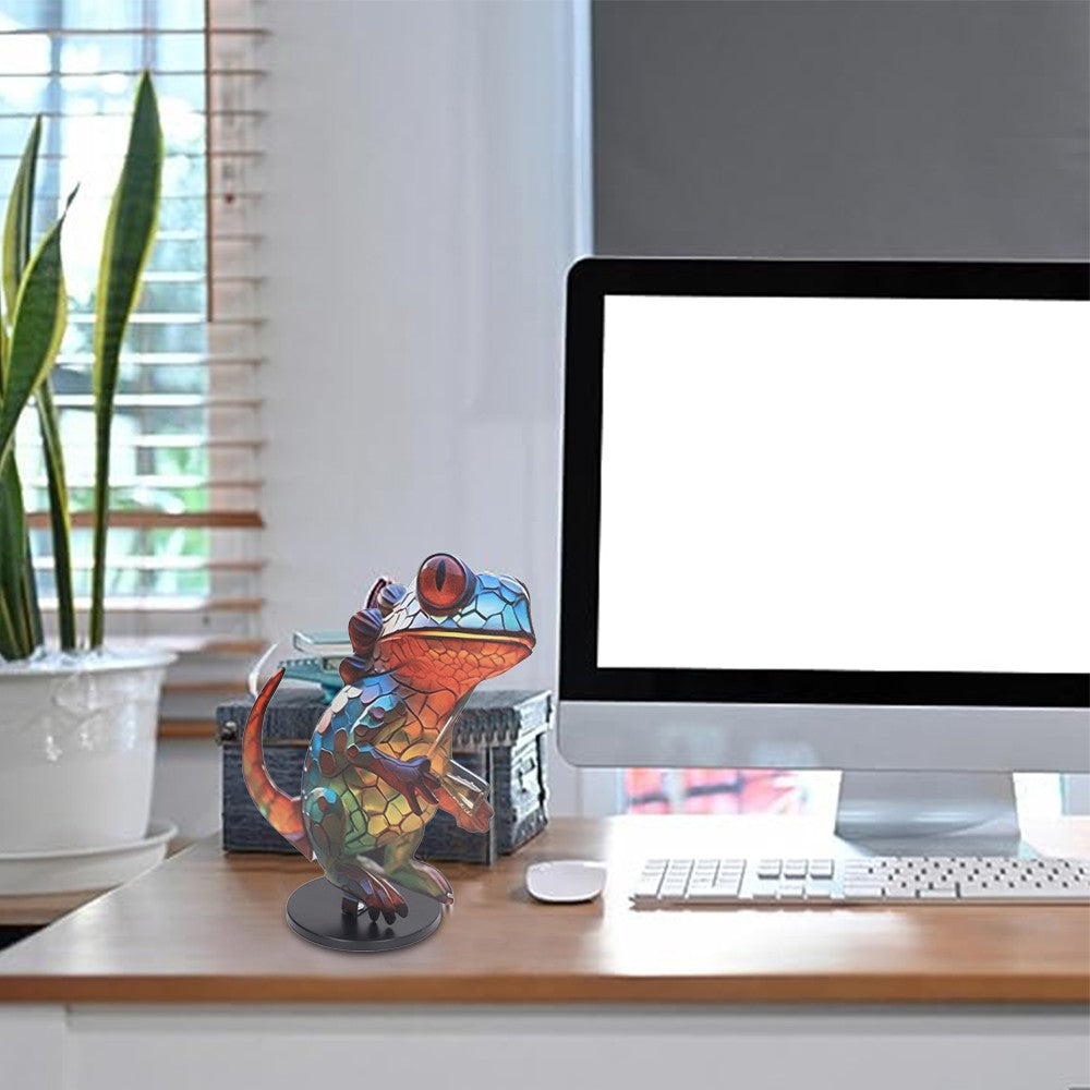 Wild Animal Ornament Metal Animal Sculpture Home Desktop Decoration Lizard