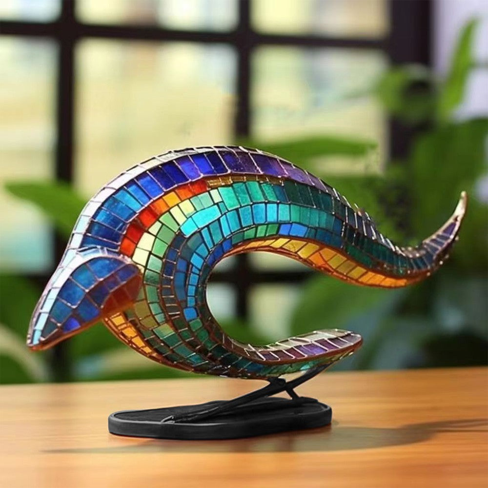 Wild Animal Ornament Metal Animal Sculpture Home Desktop Decoration Whale