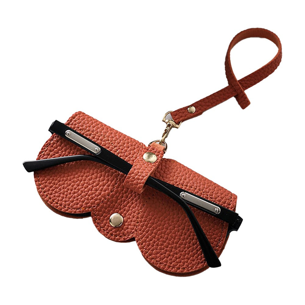 2Pcs PVC Leather Sunglasses Case Pouch Portable Eyeglasses Storage Bag Black+Orange