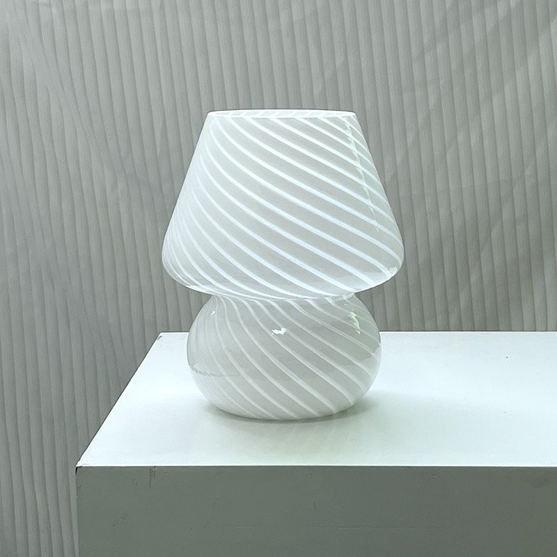 Glass Mushroom Lamp Bedside Desk Lamp Dimmable Night Light Home Decor White