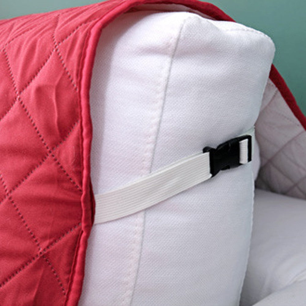 For 2-Seater Quilted Sofa Cover Couch Slipcover Furniture Protector Red