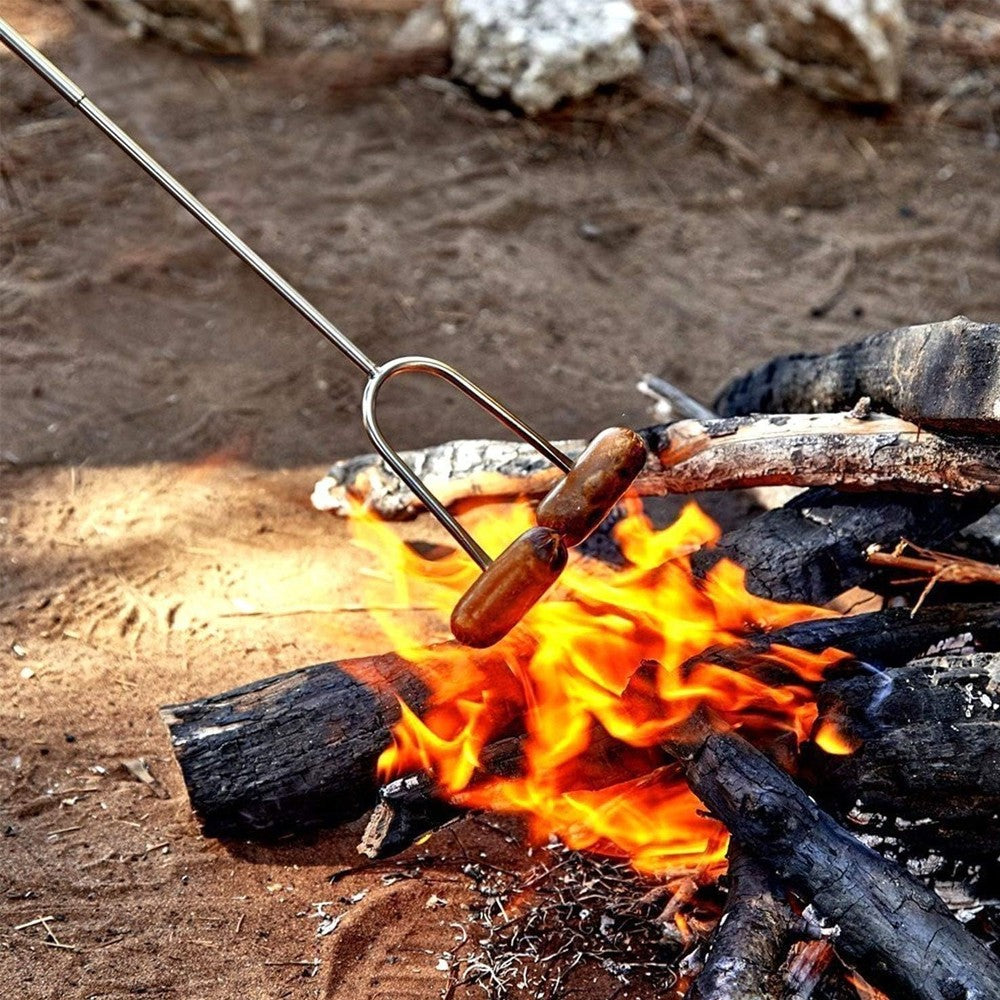 10Pcs Stainless Steel Barbecue Forks Retractable BBQ Skewers Roasting Sticks for Camping