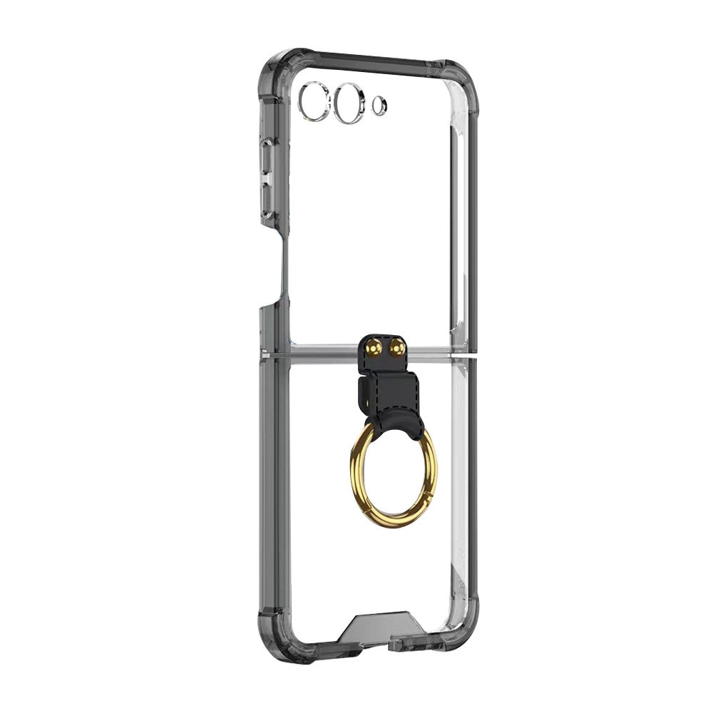 For Samsung Galaxy Z Flip5 Slim Phone Protective Case with Ring Holder Black