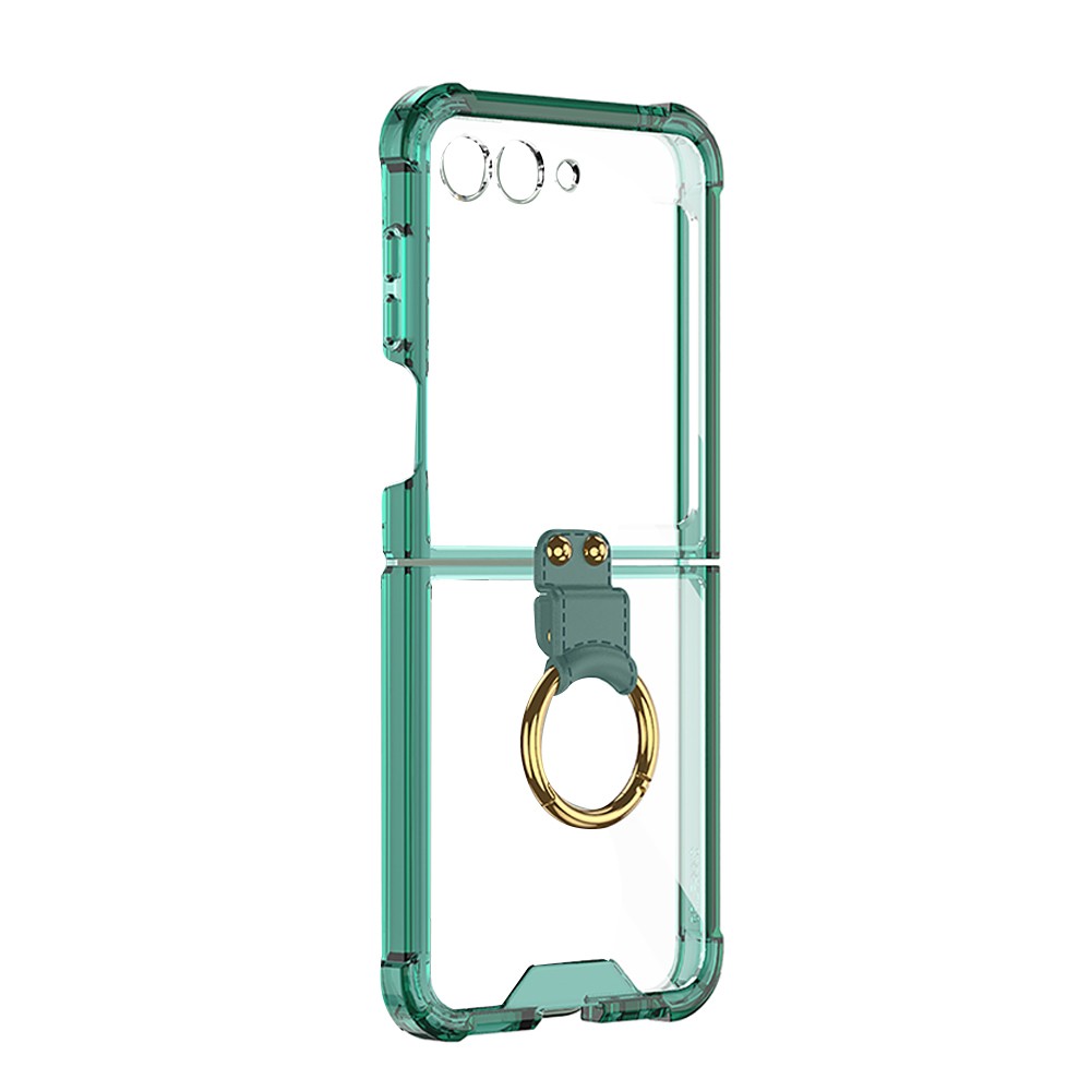 For Samsung Galaxy Z Flip5 Slim Phone Protective Case with Ring Holder Green