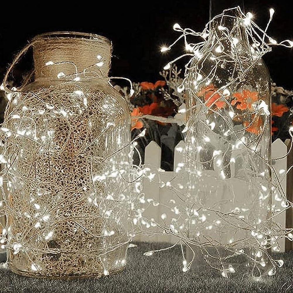 Christmas Star String 200 Lights 8 Modes LED Lights White