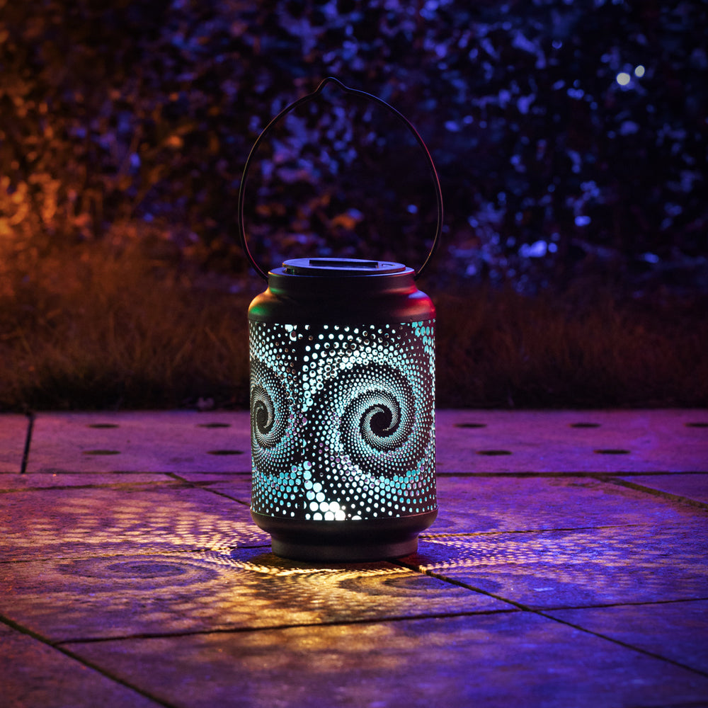 Solar Lantern Light Outdoor Hanging Lantern Patio Christmas Decorations Black