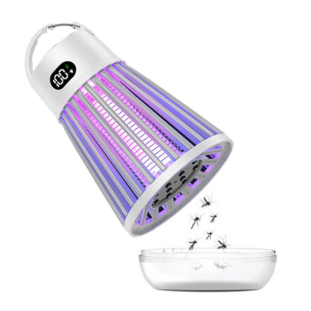 Electric Mosquito Killer Lamp USB Rechargeable Camping Lamp Mosquito Zapper Trap White