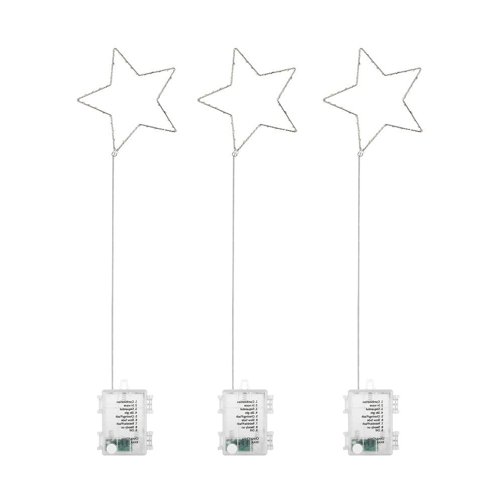 3Pcs Christmas Star Window Lights Battery Powered Christmas Decorative Light with 8 Modes Warm Light